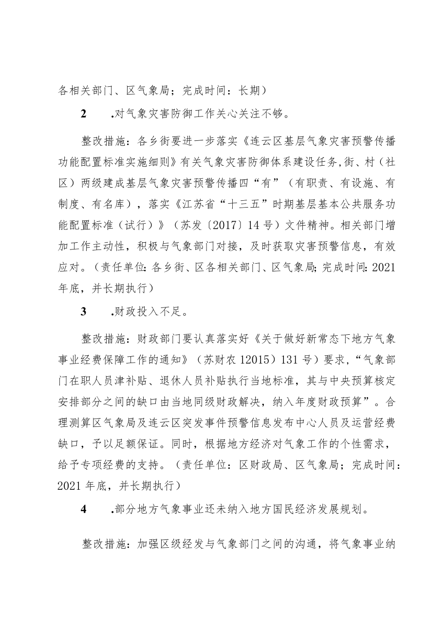 连云区 《江苏省气象灾害防御条例》执法检查问题清单整改落.docx_第2页