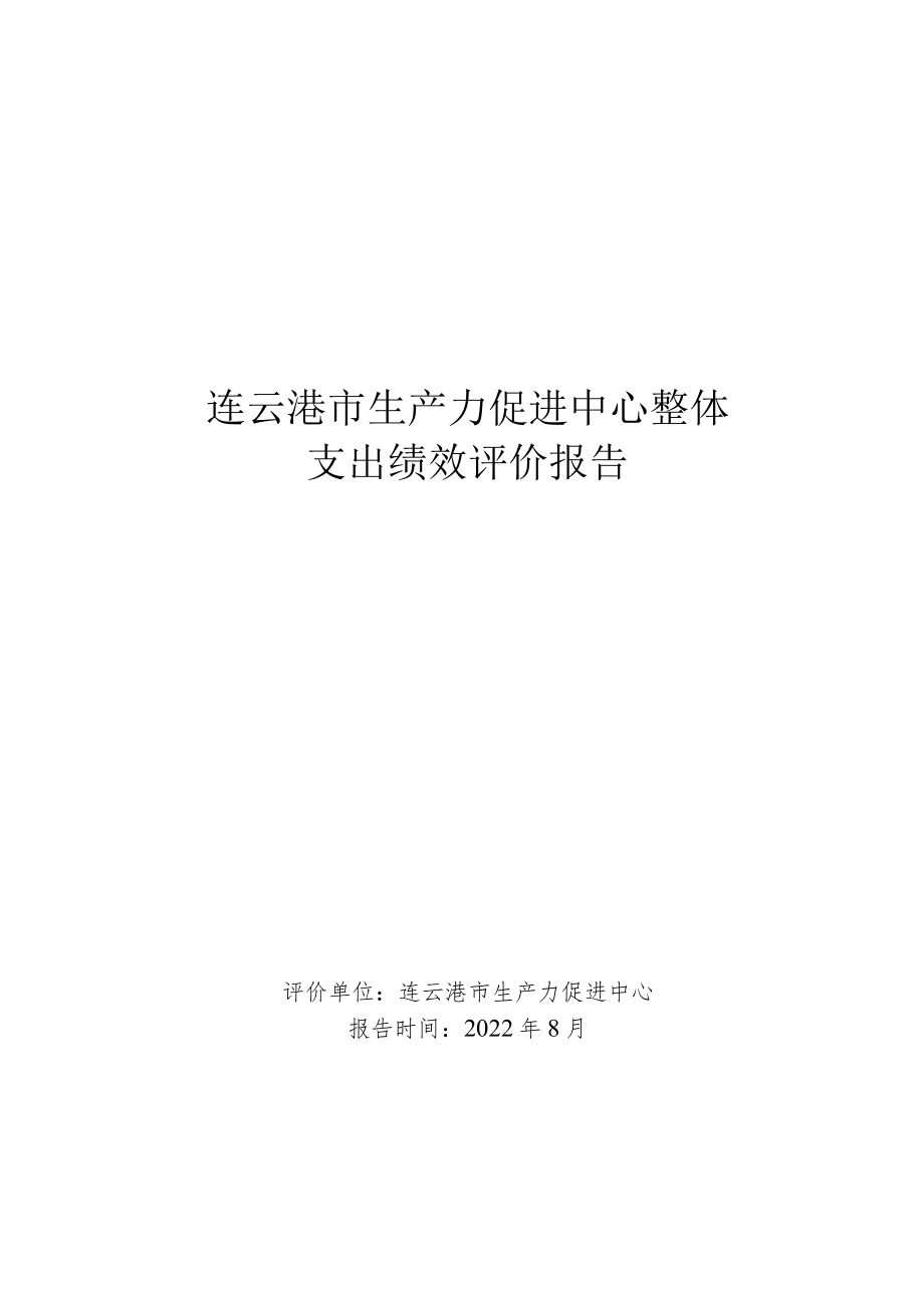 连云港市生产力促进中心整体支出绩效评价报告.docx_第1页