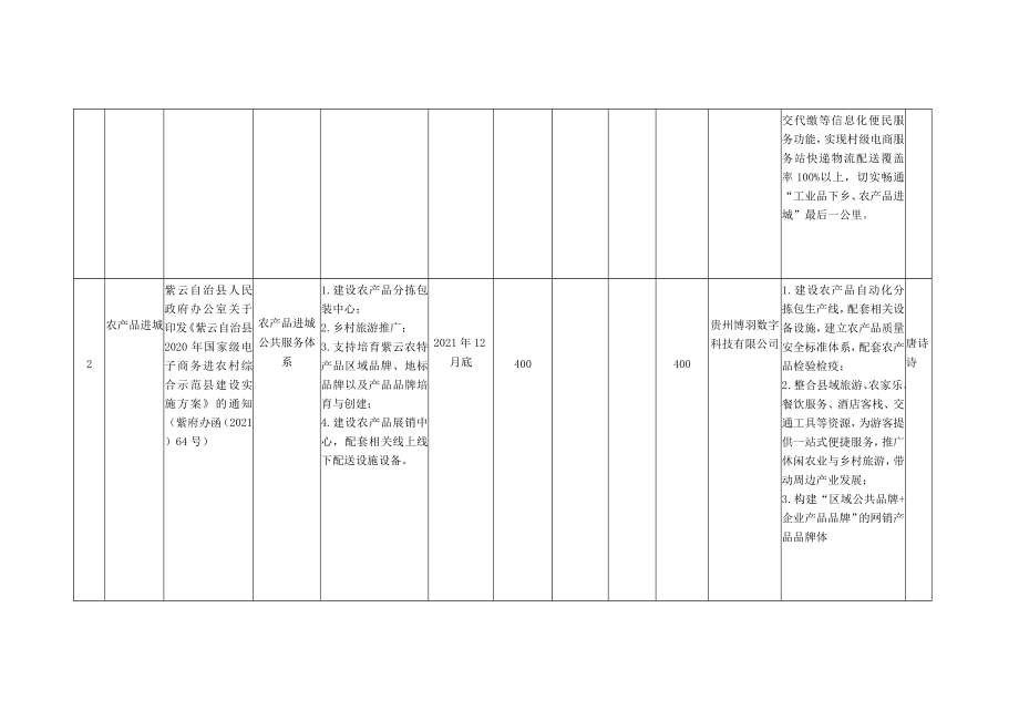 贵州省安顺市紫云自治县2020年国家级电子商务进农村综合示范项目汇总表.docx_第3页