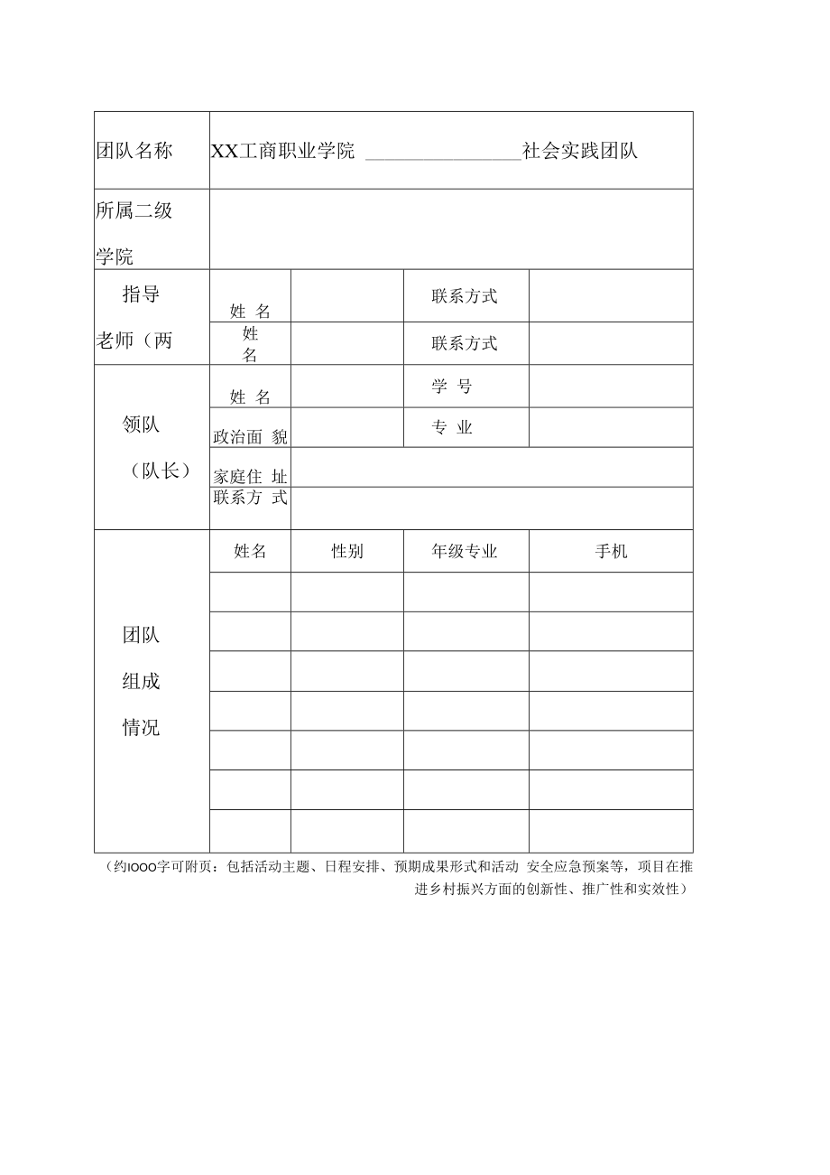 XX工商职业学院202X年暑期“三下乡”社会实践活动自主项目申报表.docx_第2页