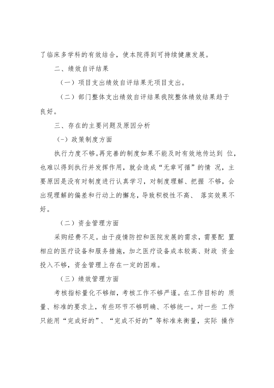 XX自治县人民医院2021年度绩效自评工作总结.docx_第2页