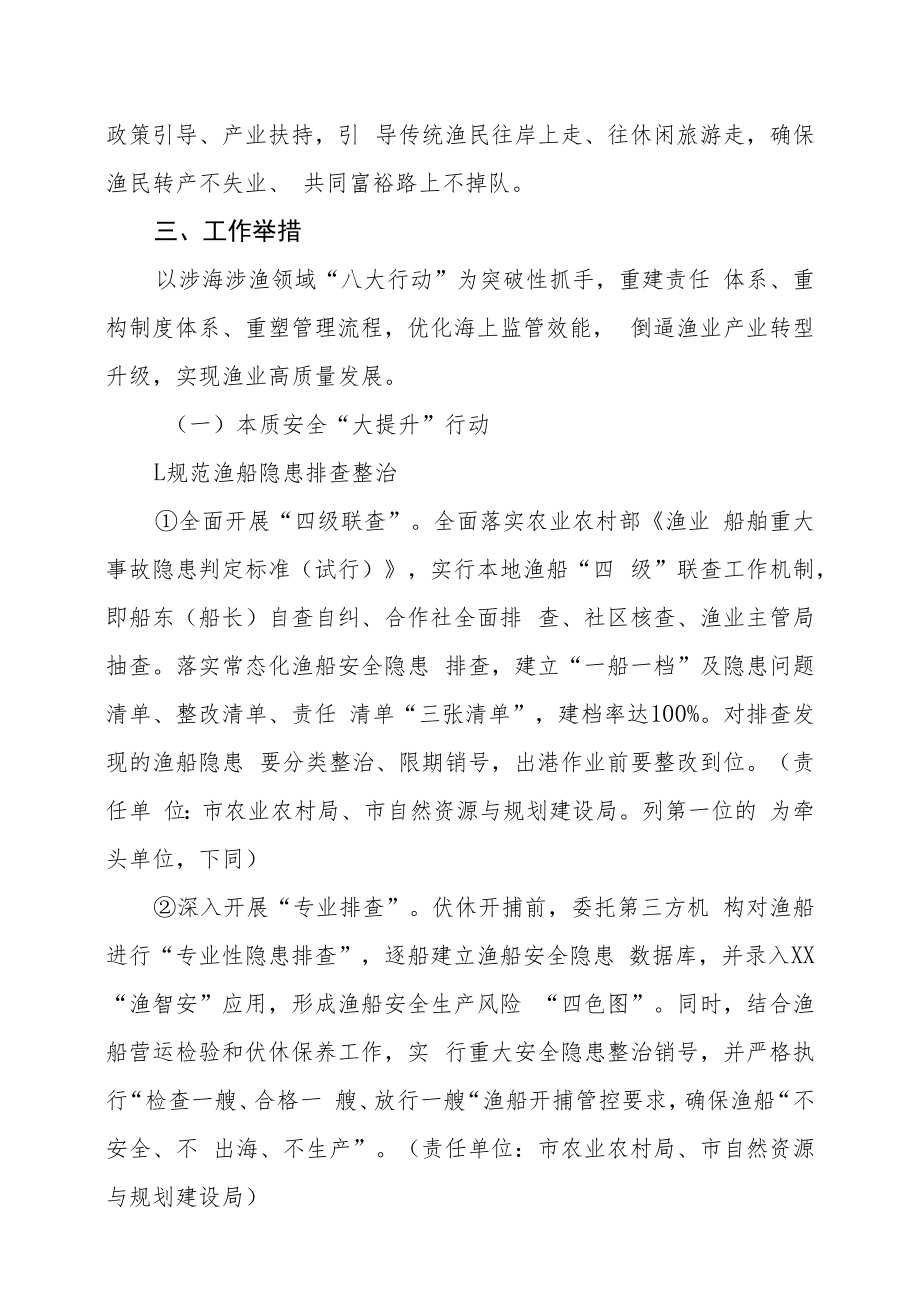 XX市加强涉海涉渔领域安全生产系统治理促进海洋渔业高质量发展三年行动方案（2022-2024年）.docx_第3页