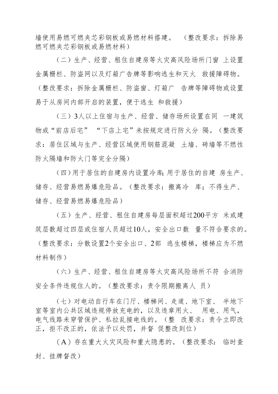 xx乡生产经营租住自建房等火灾高风险场所综合治理实施方案.docx_第2页