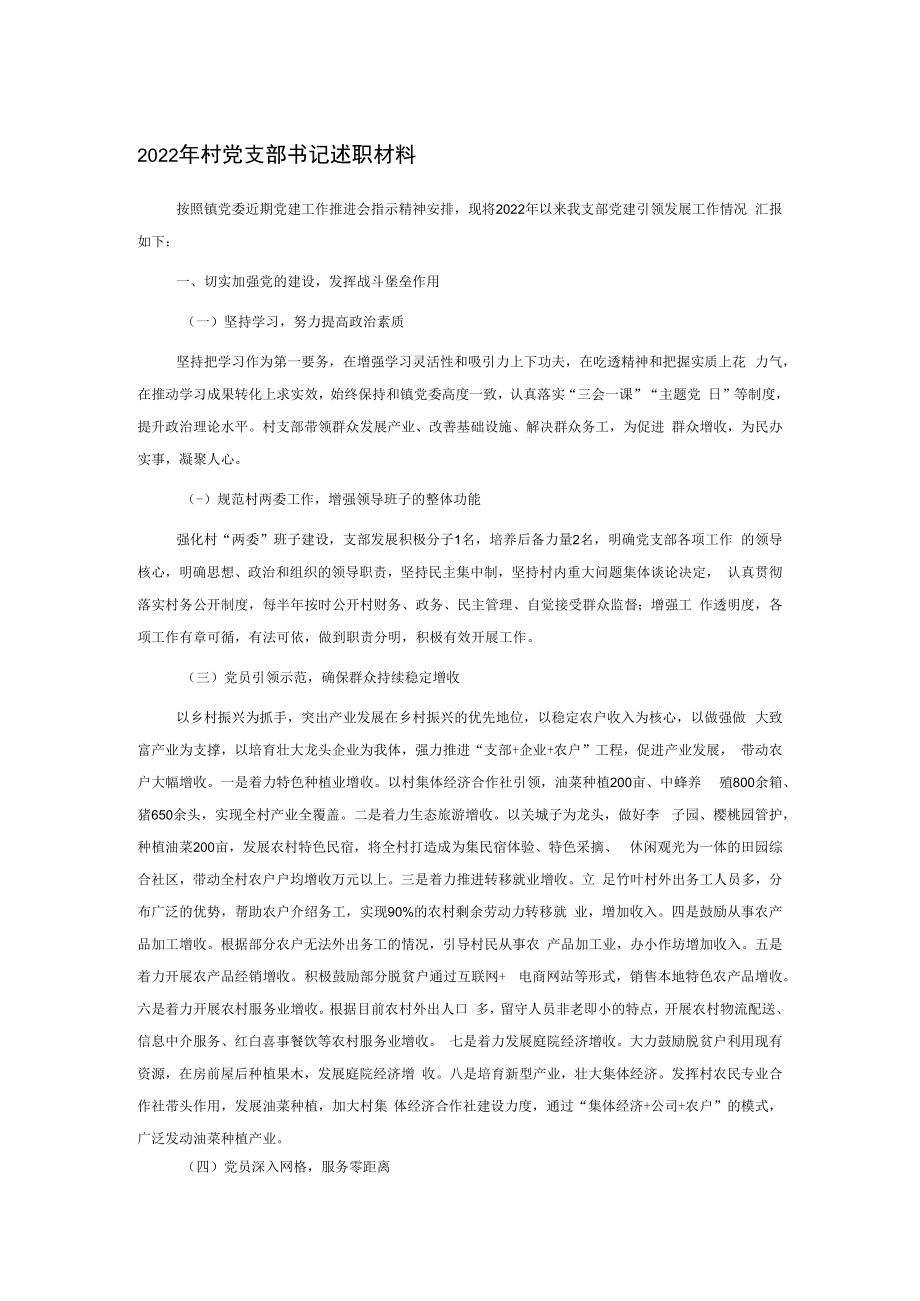 2022年村党支部书记述职材料.docx_第1页