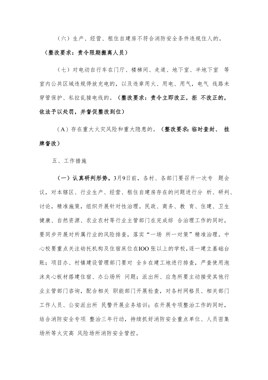 xx乡生产经营租住自建房重大火灾风险综合治理实施方案.docx_第3页