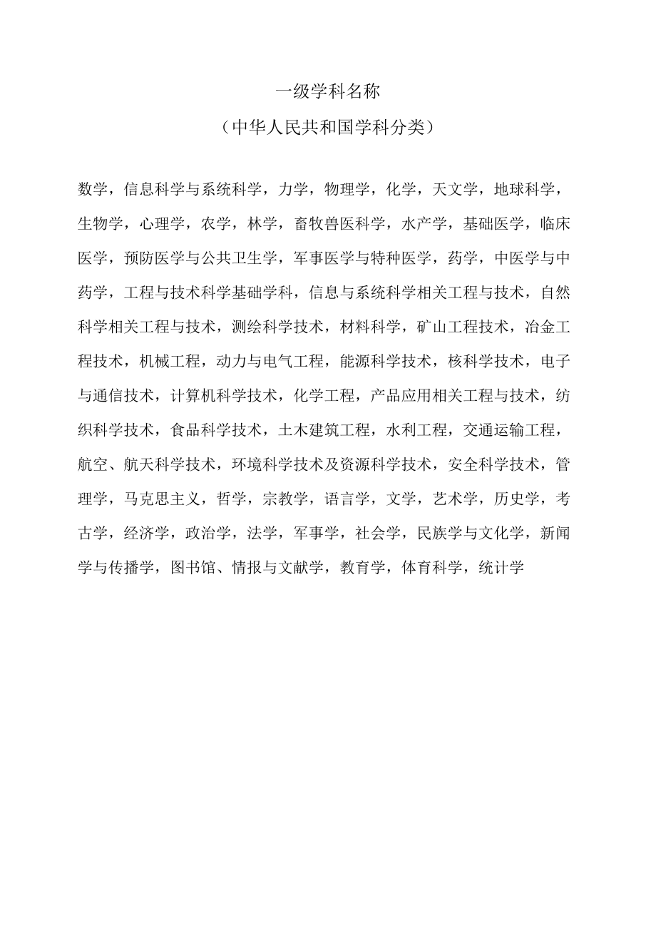 一级学科名称（中华人民共和国学科分类）.docx_第1页