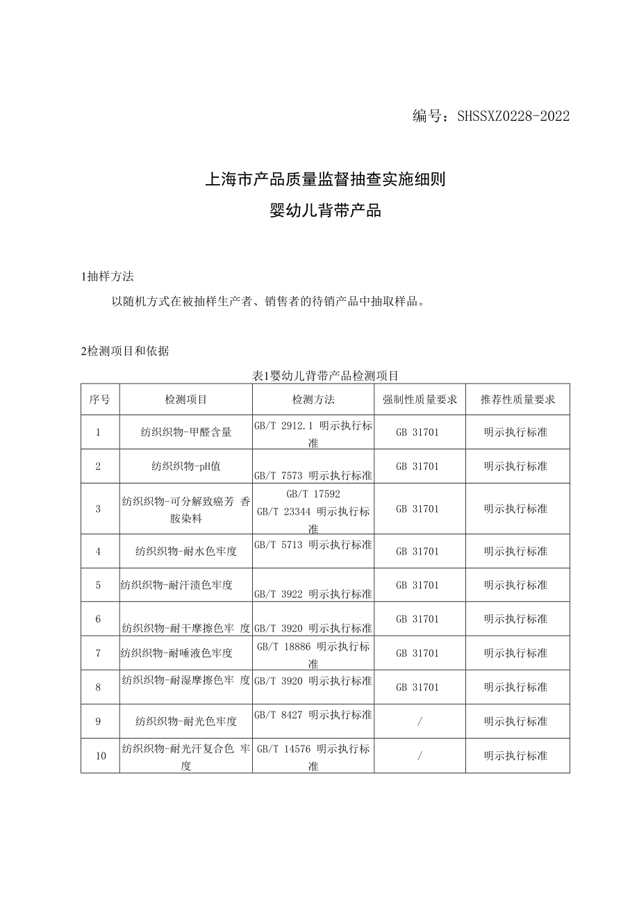 SHSSXZ0228-2022婴幼儿背带上海市产品质量监督抽查实施细则.docx_第1页