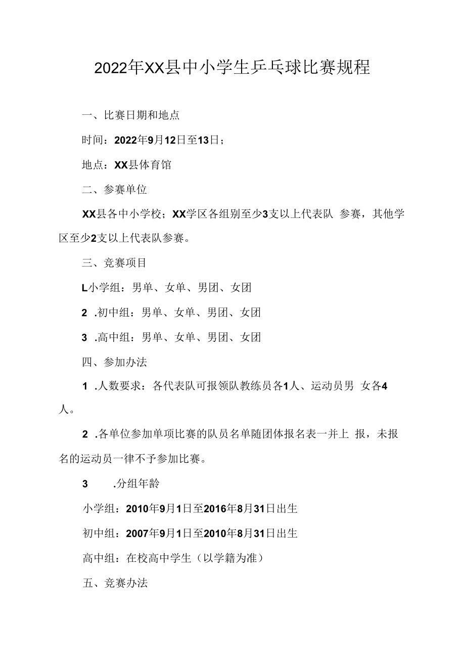 2022年XX县中小学生乒乓球比赛规程.docx_第1页