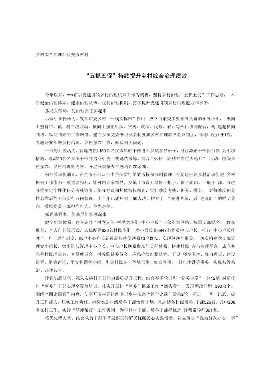 乡村综合治理经验交流材料.docx_第1页