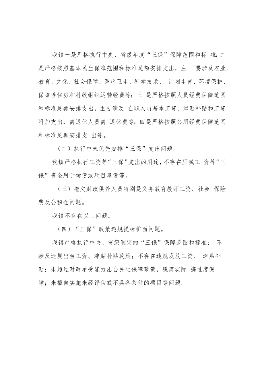 XX镇关于兜牢兜实“三保”底线领域专项整治行动的自查报告.docx_第2页