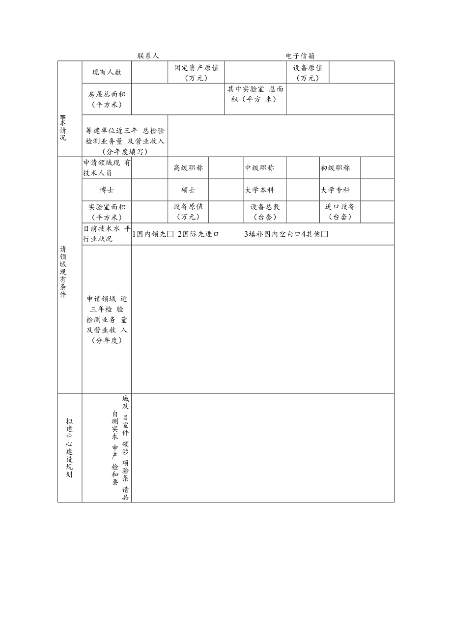 上海市产品质量检验检测中心筹建申请表、可行性报告、任务书、现场审查和论证评价意见表、验收申请表、专家意见表.docx_第2页