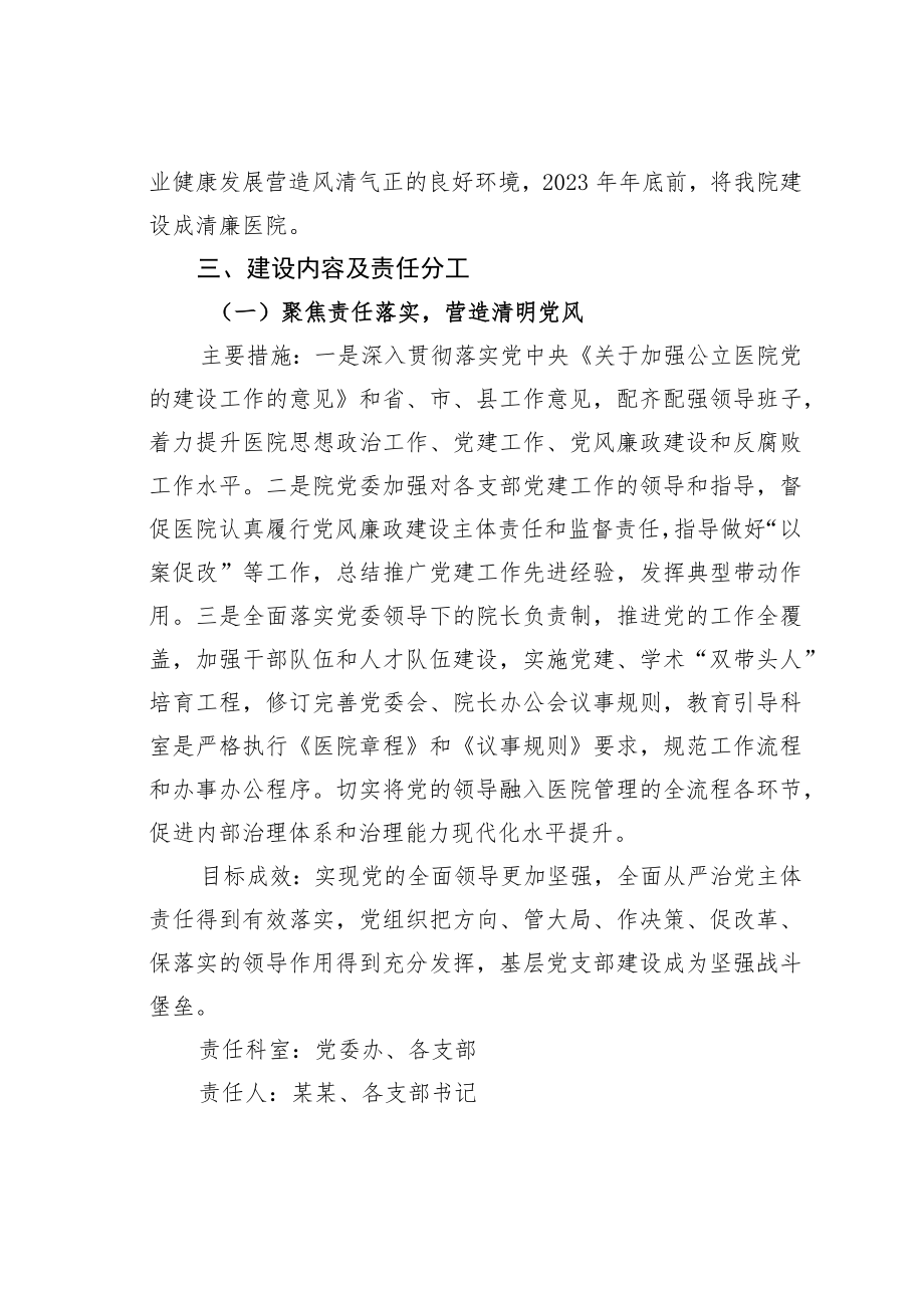 某某县人民医院清廉医院建设工作方案.docx_第2页