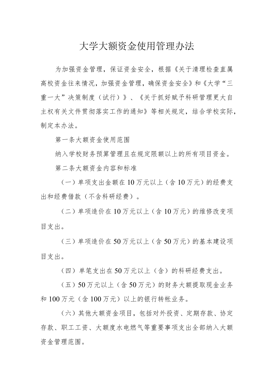 大学大额资金使用管理办法.docx_第1页