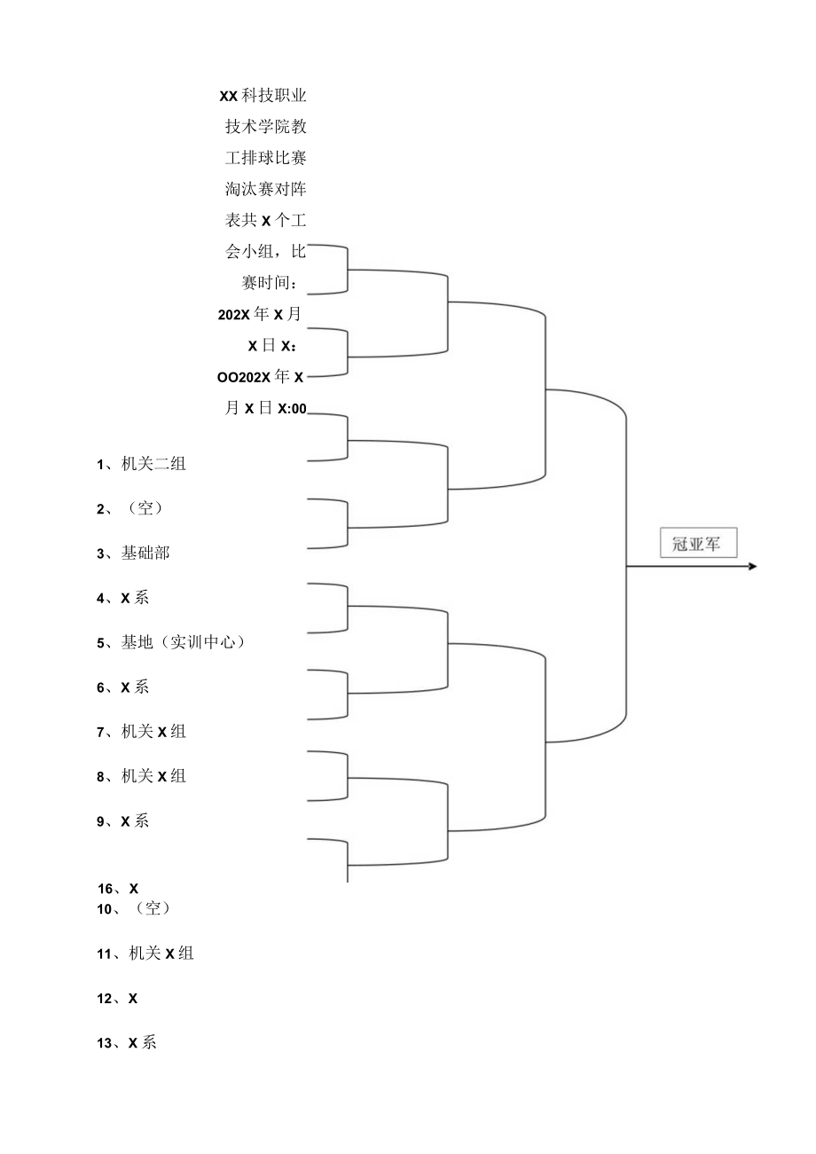 XX科技职业技术学院教工排球比赛淘汰赛对阵表.docx_第1页