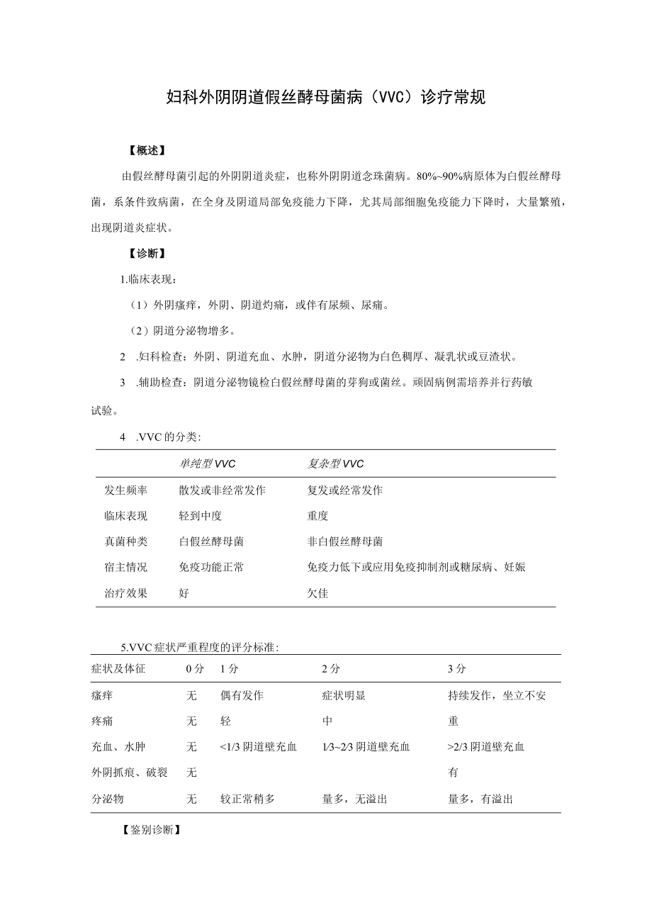 妇科外阴阴道假丝酵母菌病（VVC）诊疗常规.docx_第1页