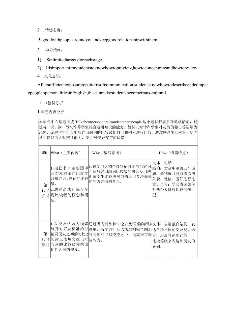 Unit3 I'm more outgoin than my sister单元作业设计.docx_第2页