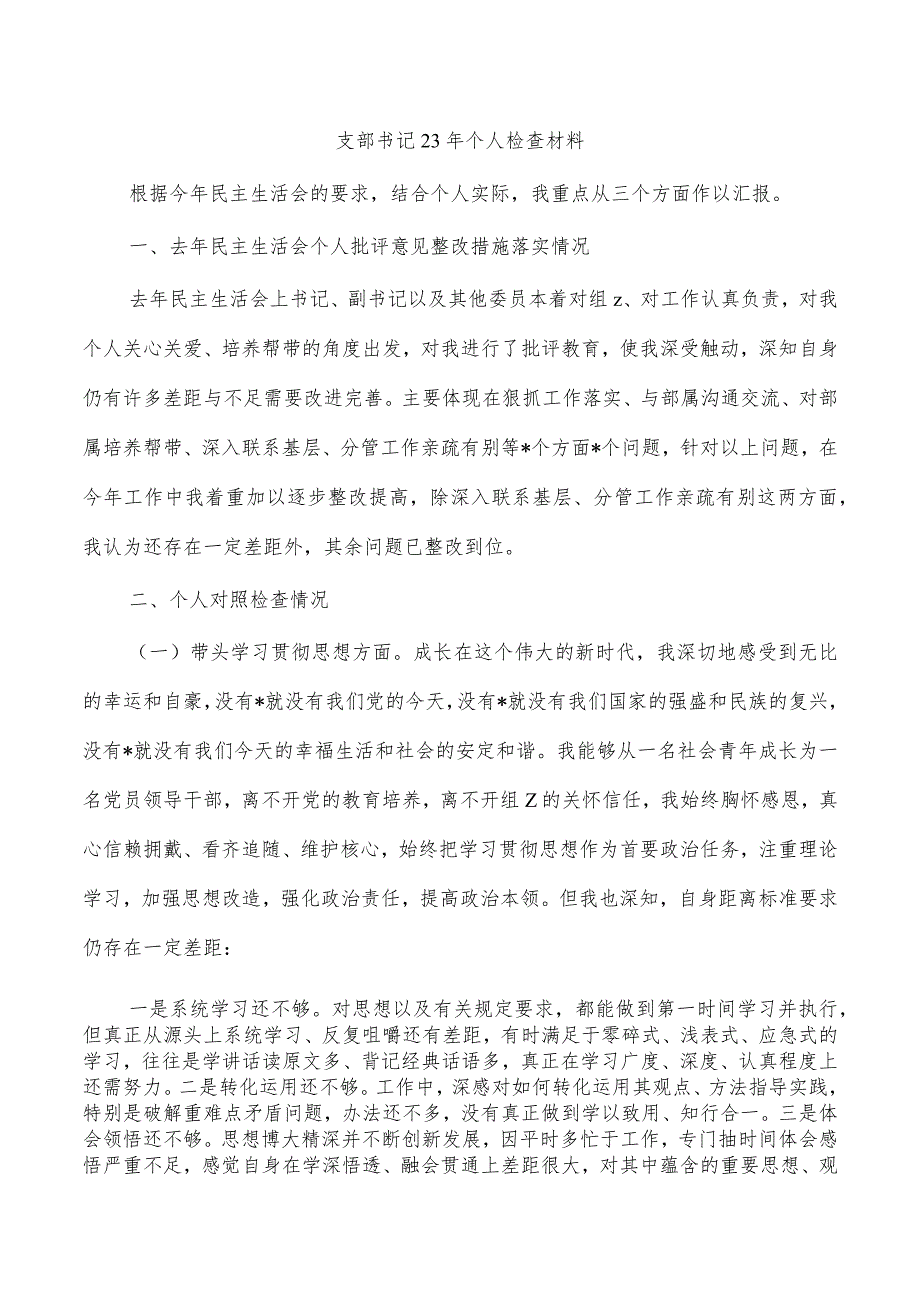 支部书记23年个人检查材料.docx_第1页