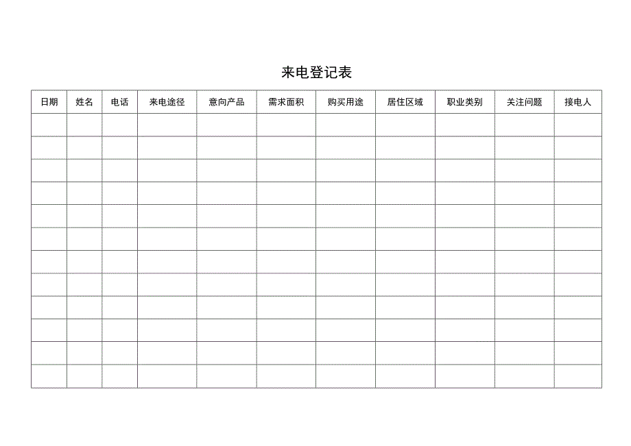 来电登记表格.docx_第1页