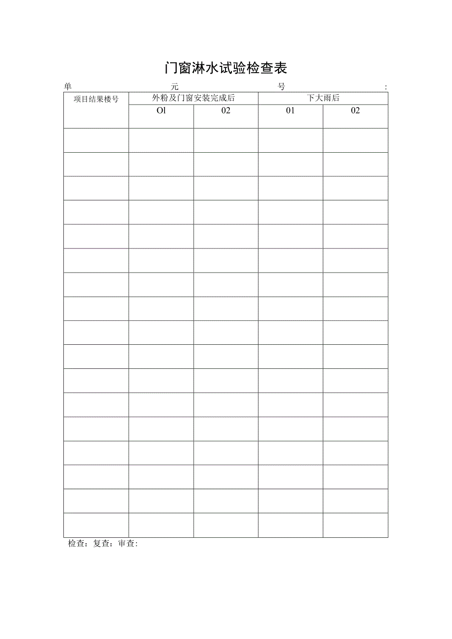 门窗淋水试验检查表.docx_第1页