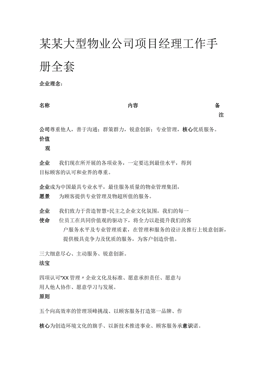 某某大型物业公司项目经理工作手册全套.docx_第1页