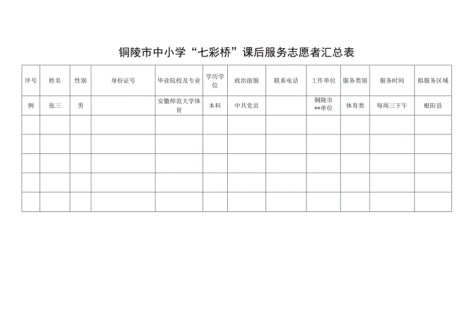 铜陵市中小学“七彩桥”课后服务志愿者申请表.docx_第2页