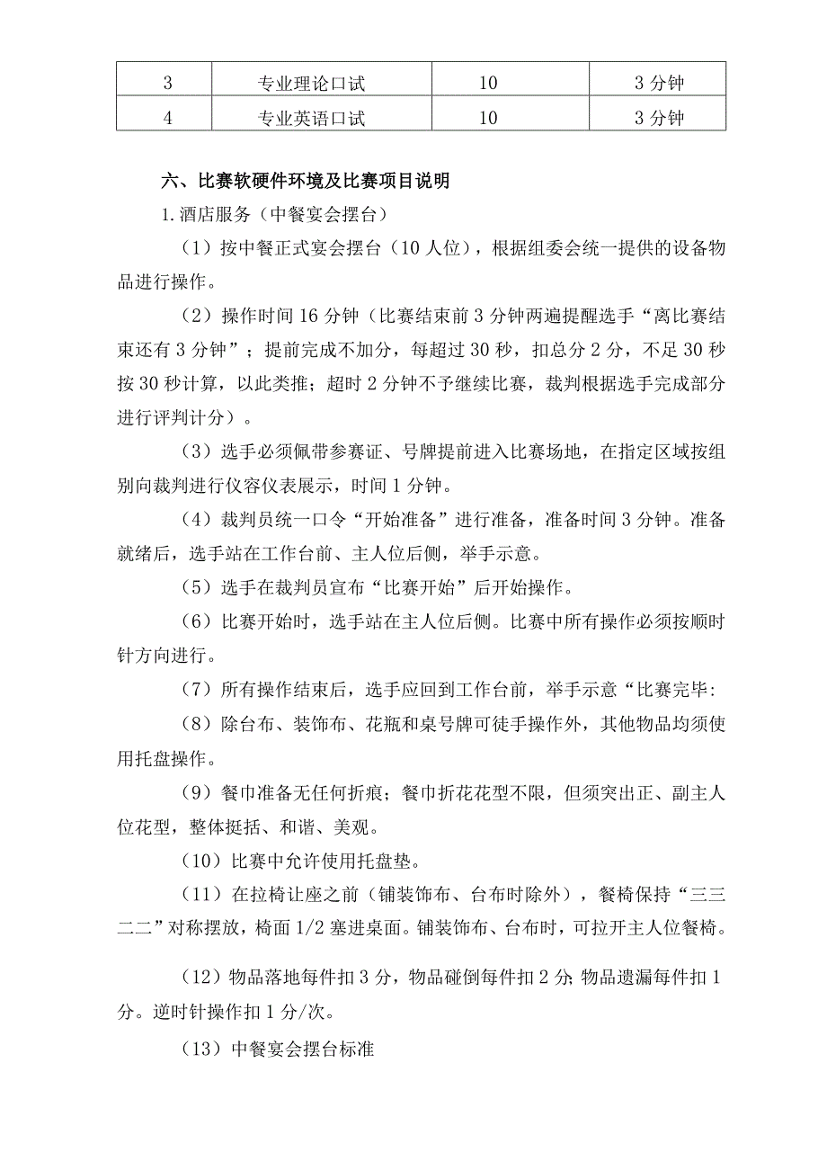 第九届2014年全区中等职业学校技能比赛酒店服务技能比赛国赛选拔赛实施方案.docx_第3页