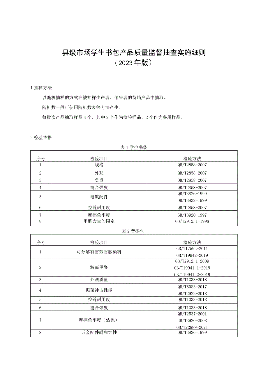 【精品范文】2023版县级市场学生书包产品质量监督抽查实施细则.docx_第1页