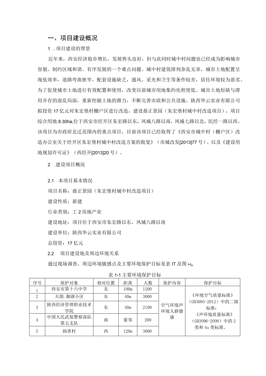 陕西华云实业有限公司鼎正景园朱宏堡村城中村改造项目环境影响报告书.docx_第2页