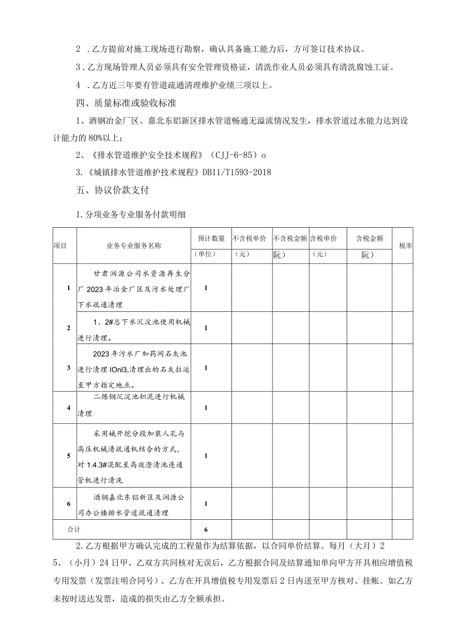 甘肃润源环境资源科技有限公司2023年度水资源再生分厂冶金厂区排水管道清理疏通专业技术服务技术协议.docx_第3页
