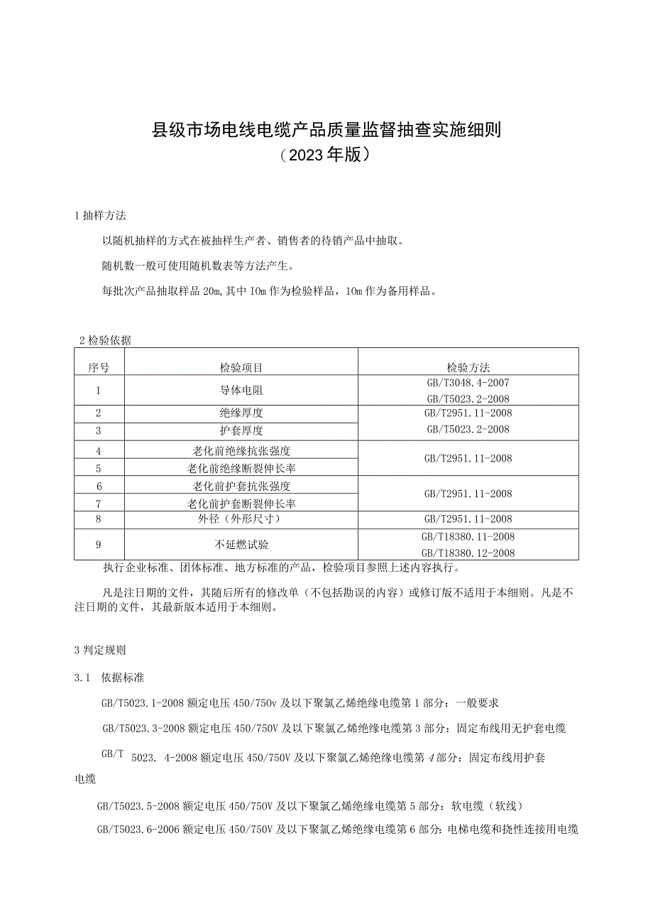 【精品范文】2023版县级市场电线电缆产品质量监督抽查实施细则.docx_第1页