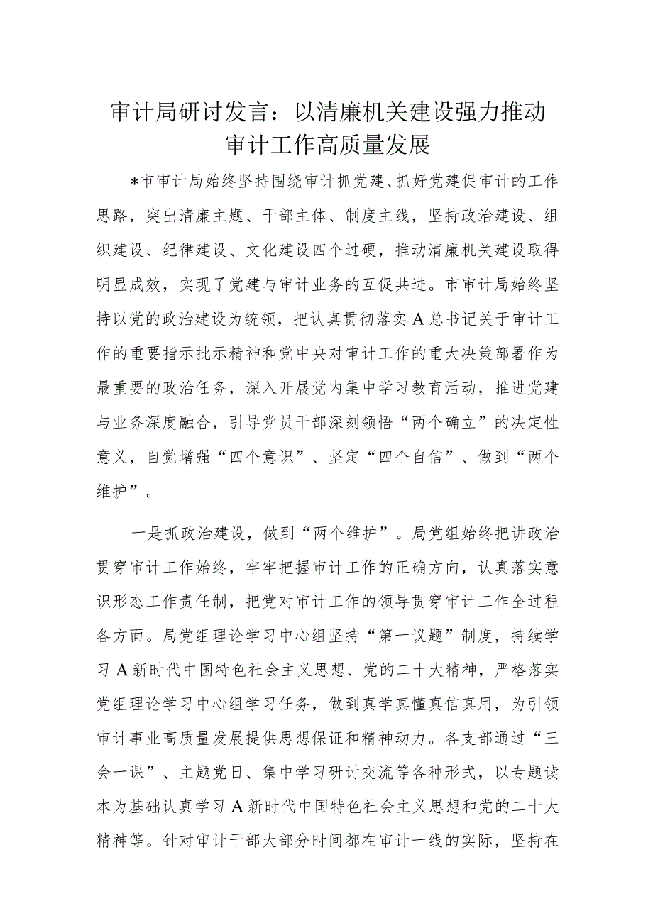 审计局研讨发言.docx_第1页