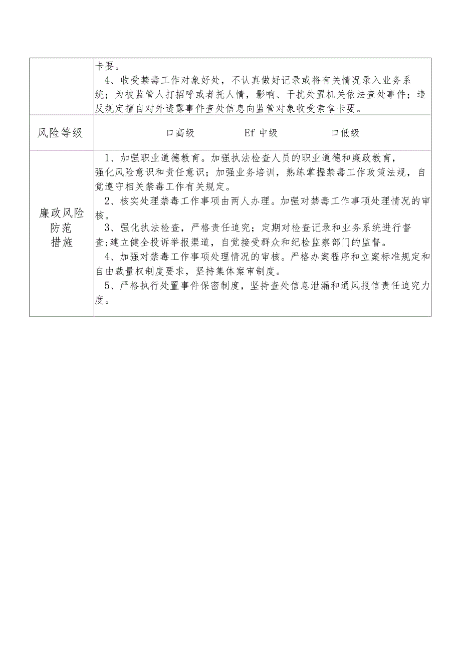 X县公安部门禁毒大队干部个人岗位廉政风险点排查登记表.docx_第2页