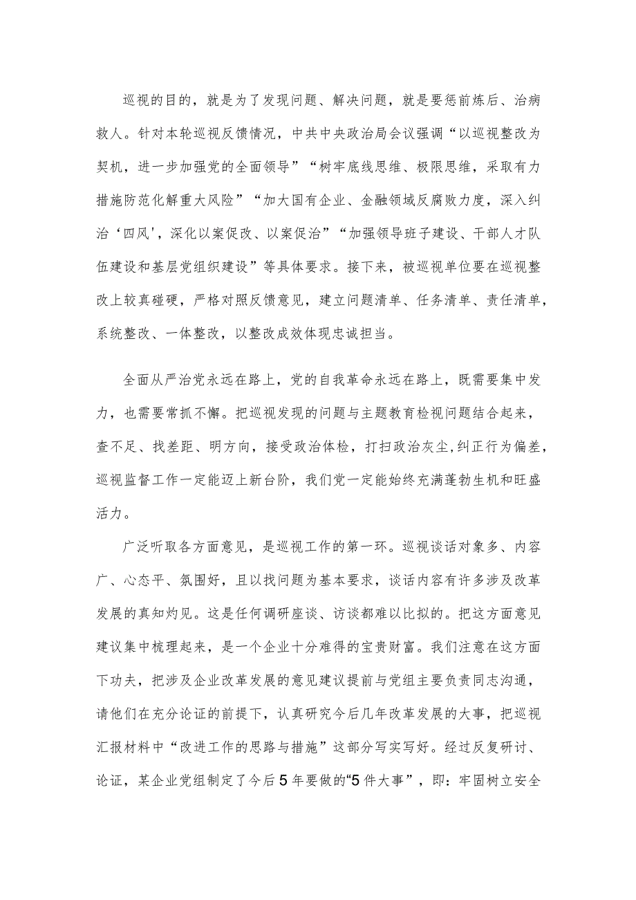 学习《关于二十届中央第一轮巡视情况的综合报告》心得.docx_第2页