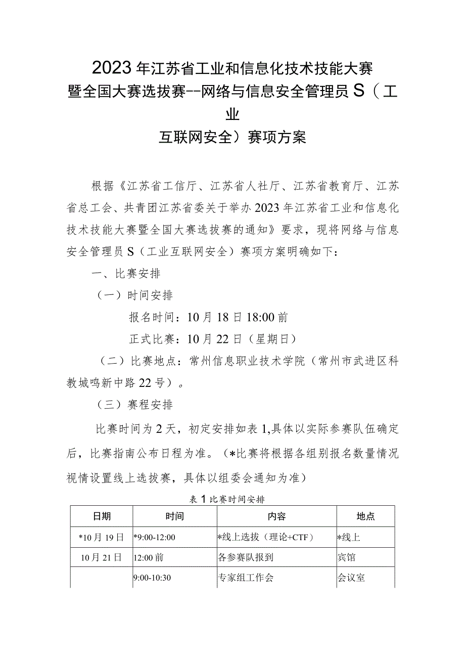 2023年江苏省工业和信息化技术技能大赛暨全国大赛选拔赛--网络与信息安全管理员S(工业互联网安全)赛项方案、样题.docx_第1页