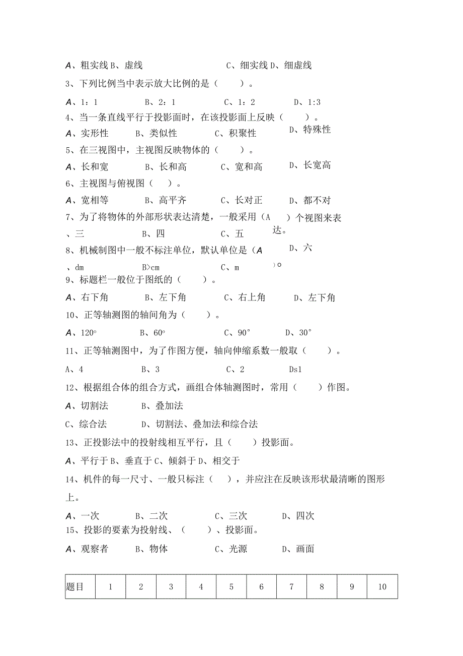 现代培训学校秋季学期《机械制图》期末考试卷.docx_第2页