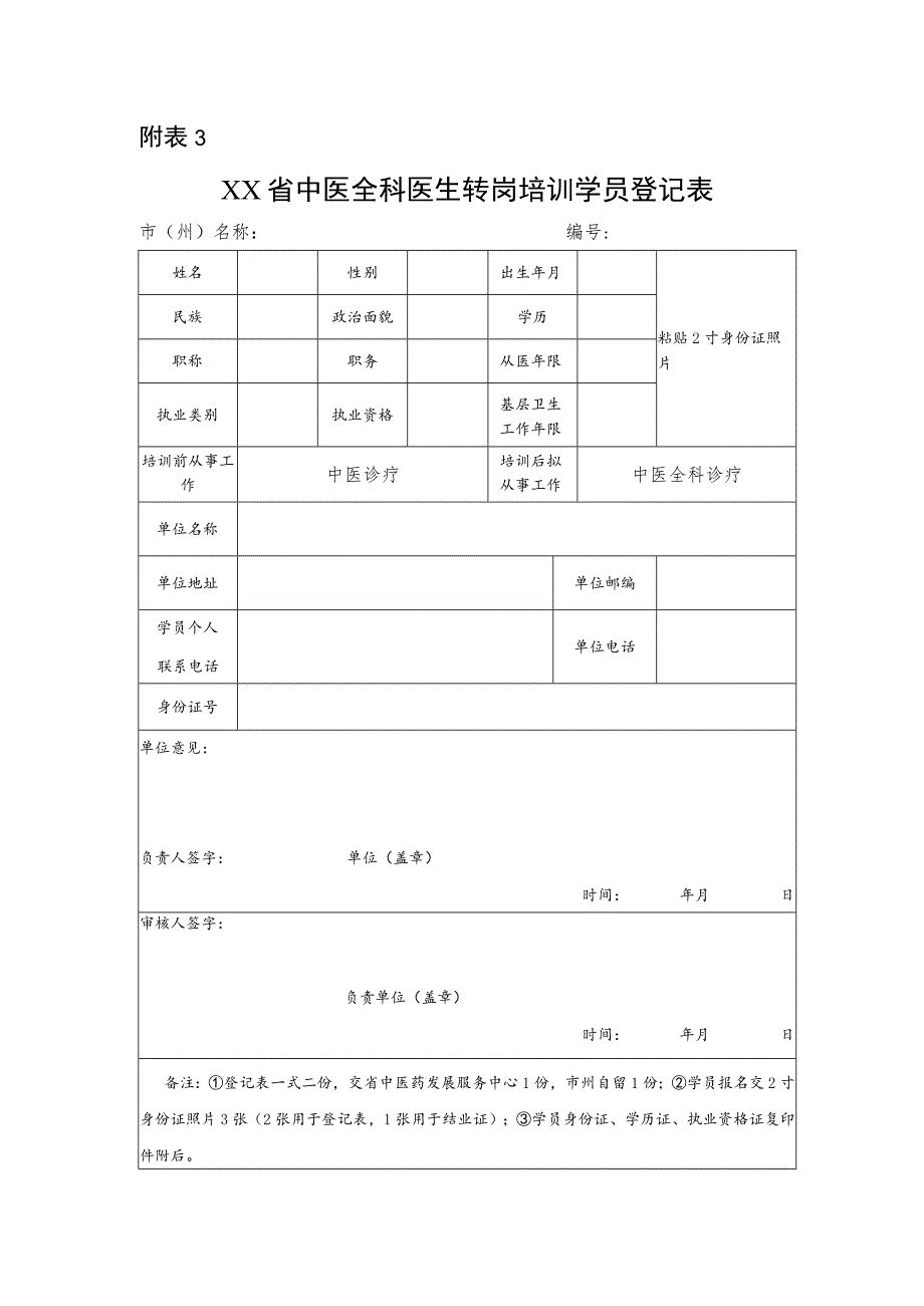 中医全科报名信息表.docx_第1页