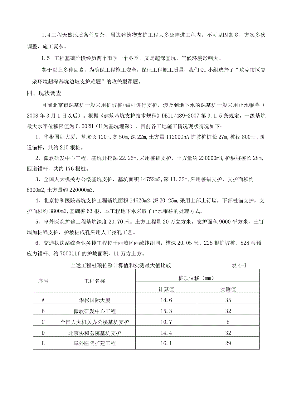 工程建设公司QC小组攻克市区复杂环境超深基坑支护难关成果汇报书.docx_第3页