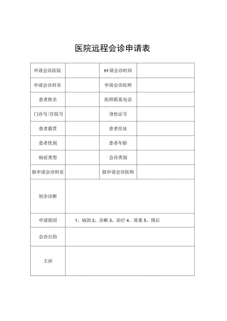 医院远程会诊申请表.docx_第1页