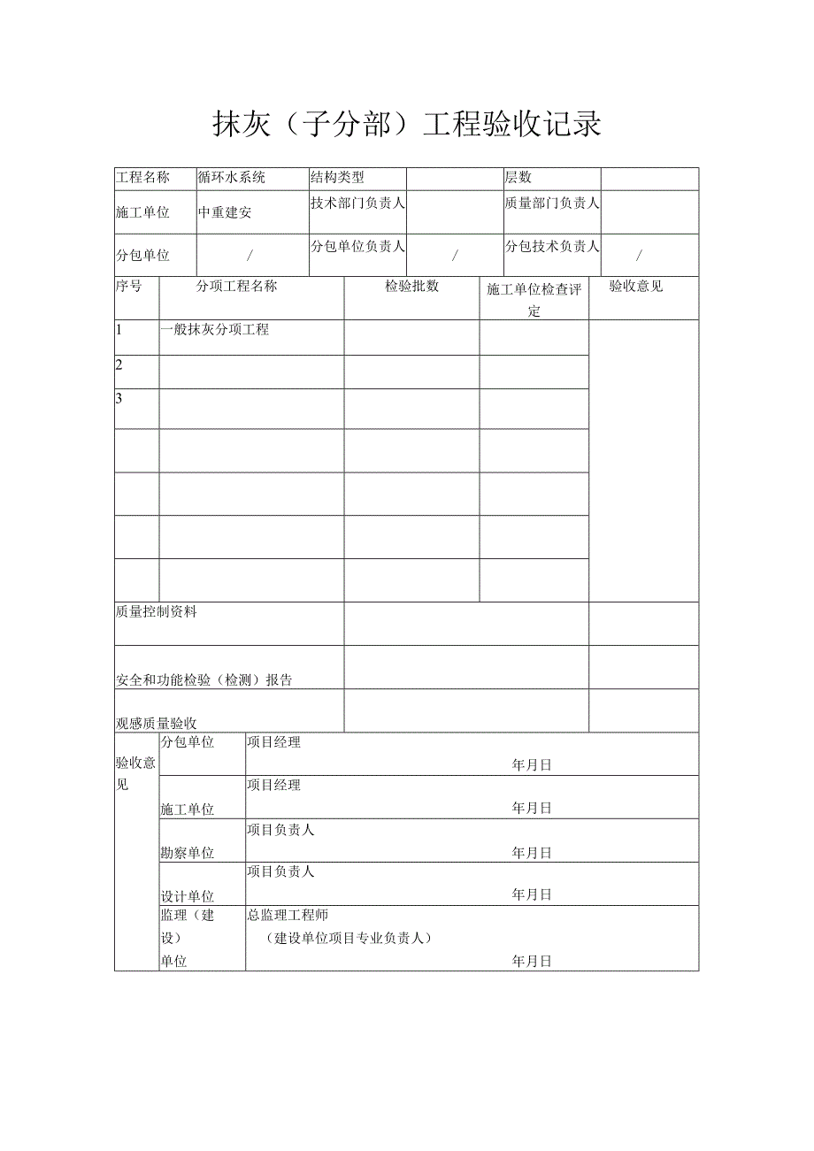 抹灰（子分部）工程验收记录.docx_第1页