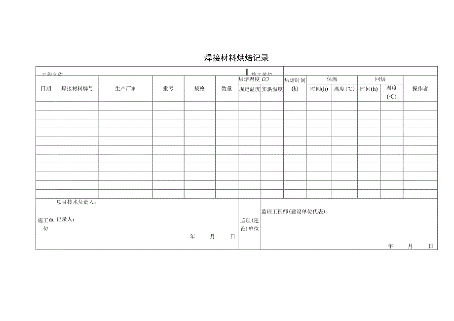 焊接材料烘焙记录.docx_第1页