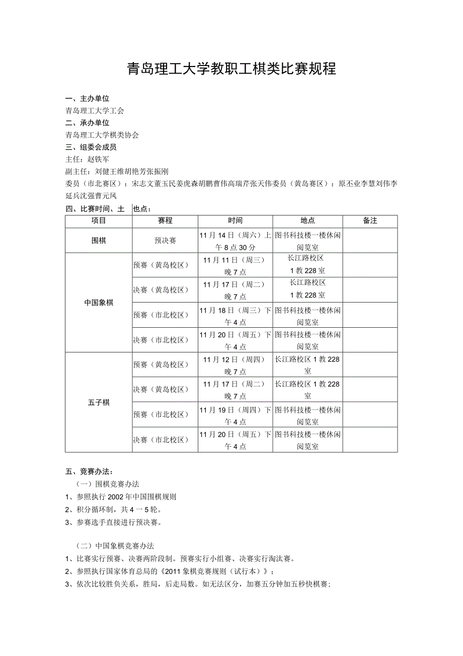 青岛理工大学教职工棋类比赛规程.docx_第1页