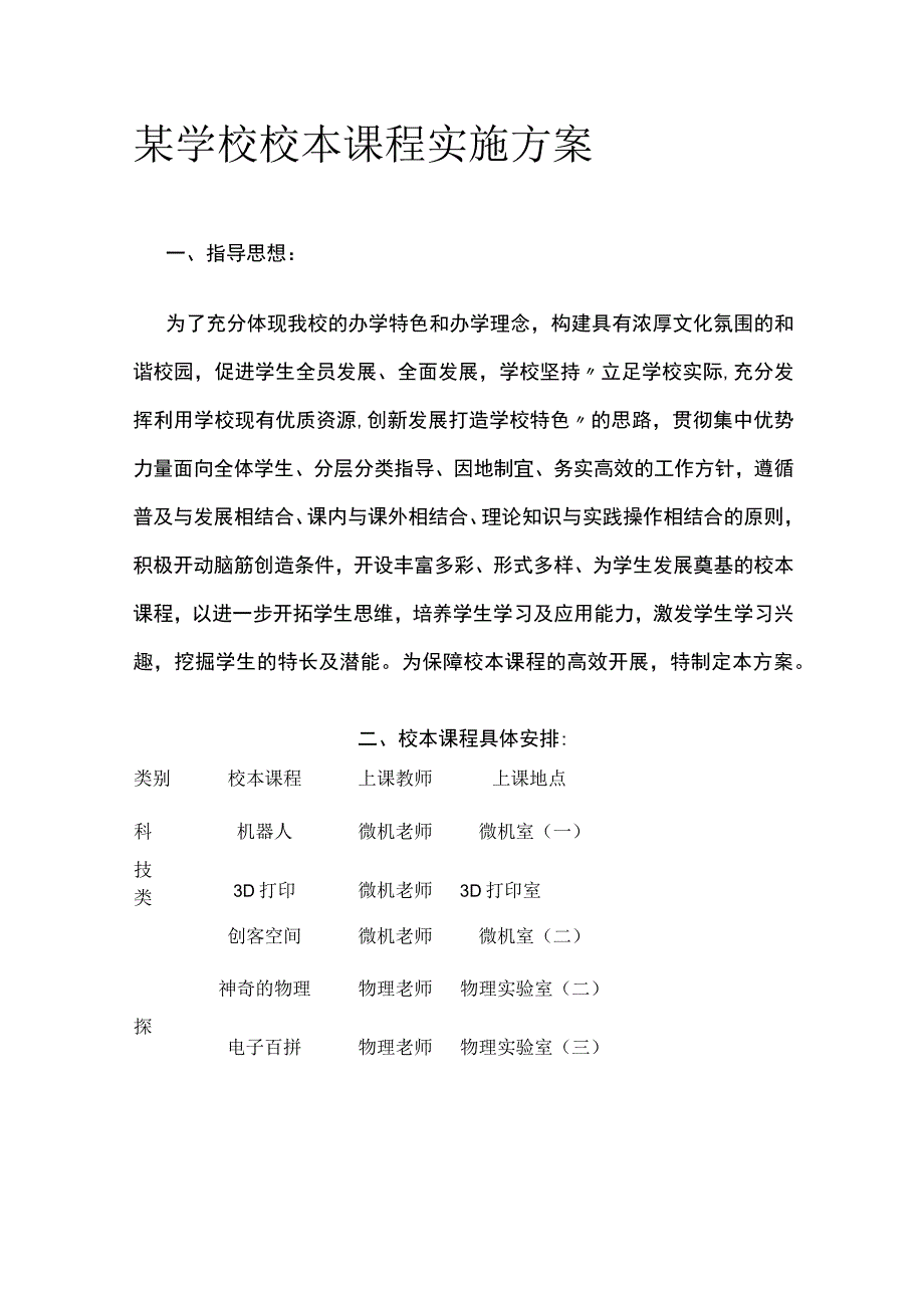 某学校校本课程实施方案.docx_第1页