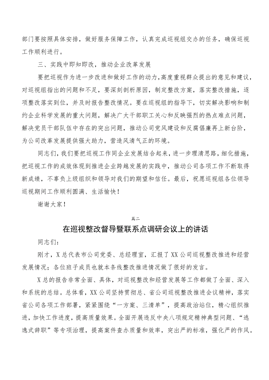 （10篇合集）2023年巡视反馈意见整改专题民主生活会巡视整改动员会的表态发言.docx_第2页