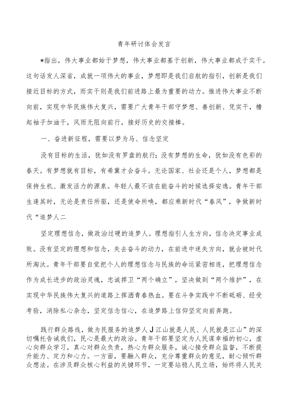 青年研讨体会发言.docx_第1页