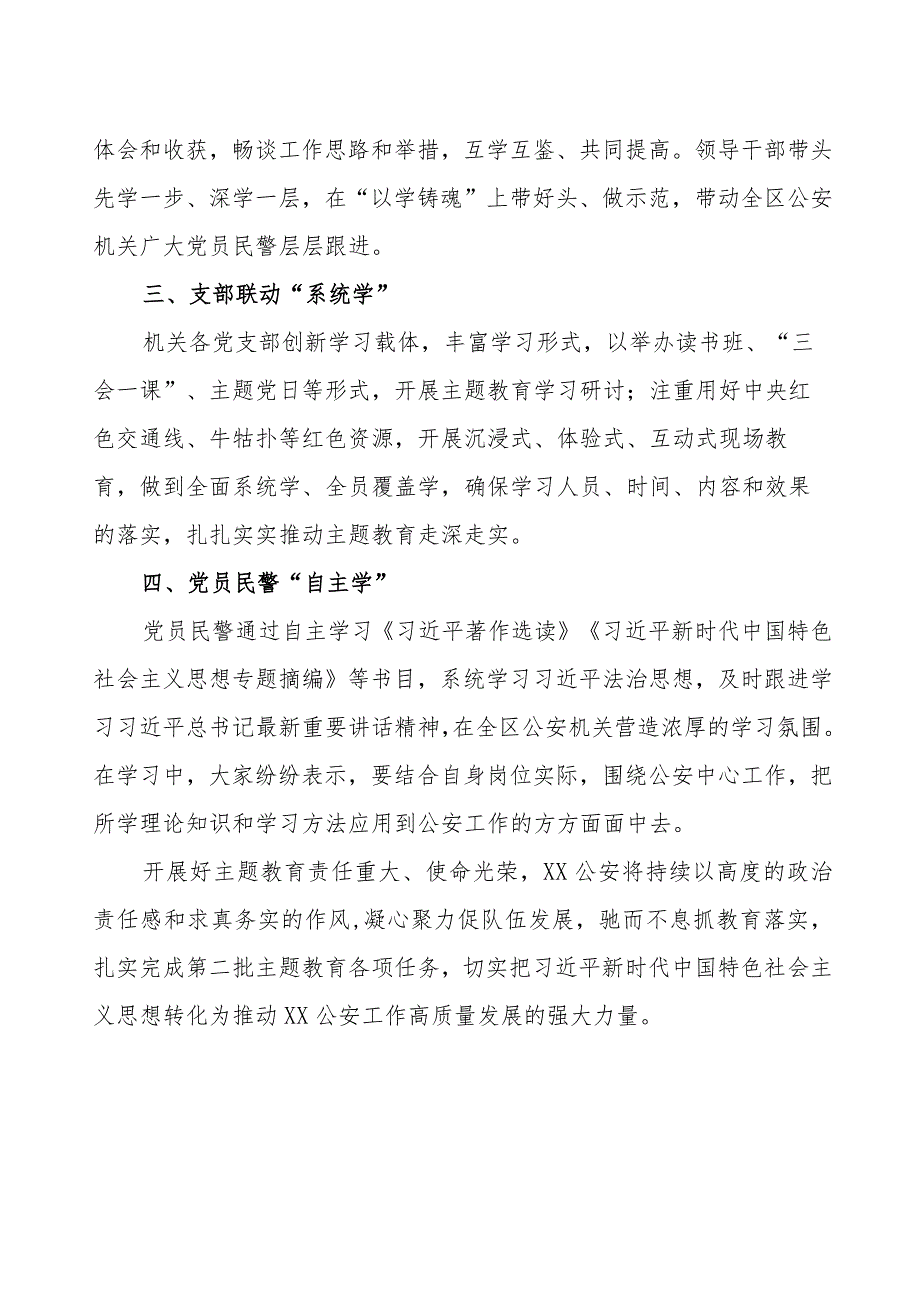 公安开展第二批主题教育学习情况汇报.docx_第2页