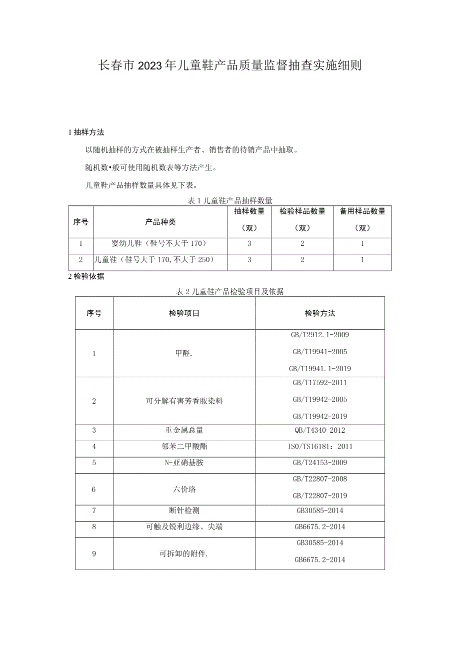 长春市2023年儿童鞋产品质量监督抽查实施细则.docx_第1页