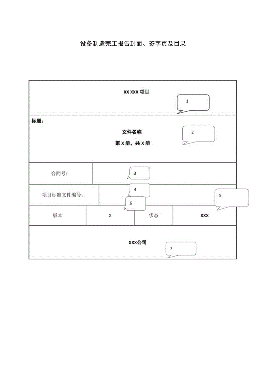 设备制造完工报告封面、签字页及目录（2023年）.docx_第1页