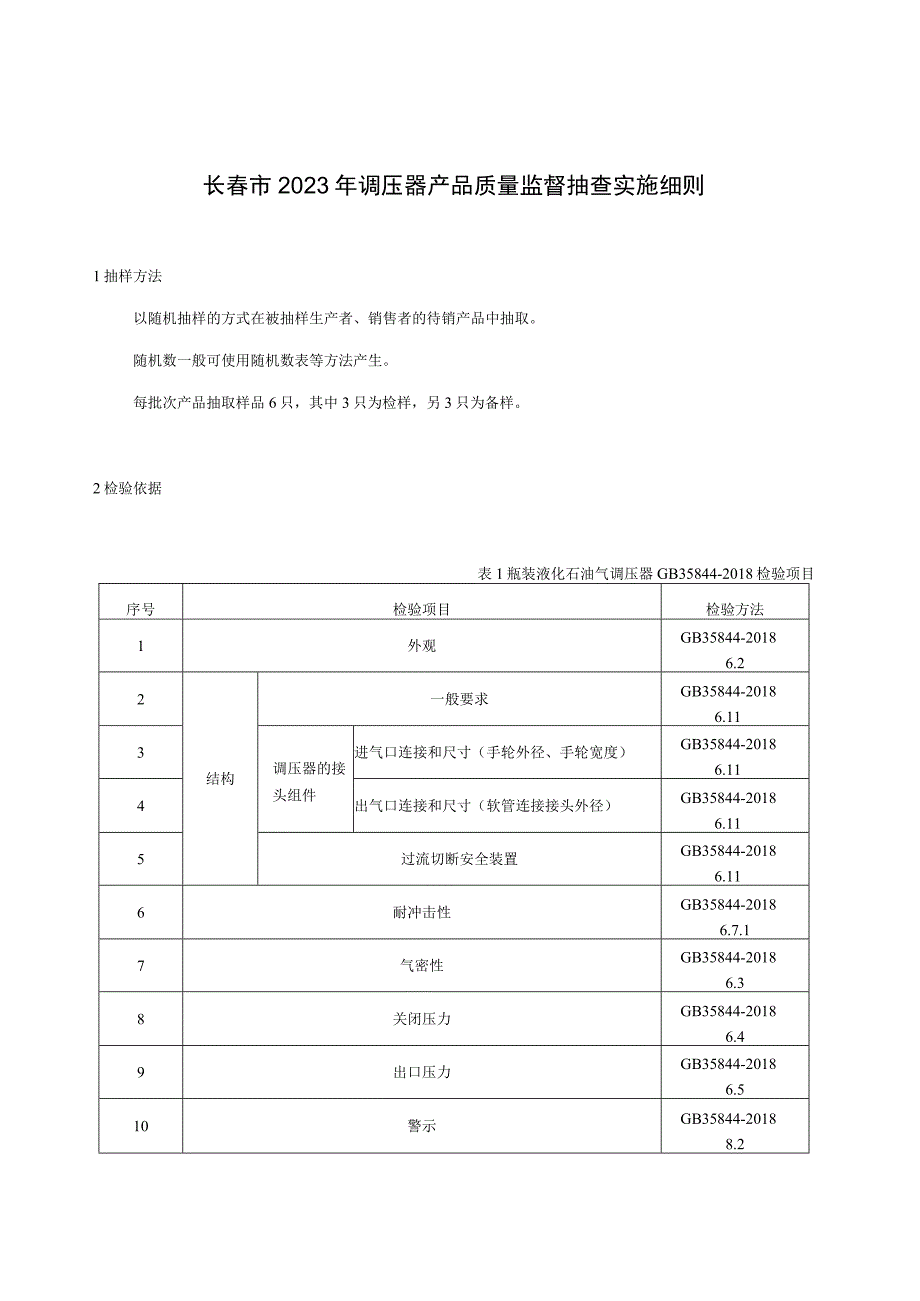 长春市2023年调压器产品质量监督抽查实施细则.docx_第1页