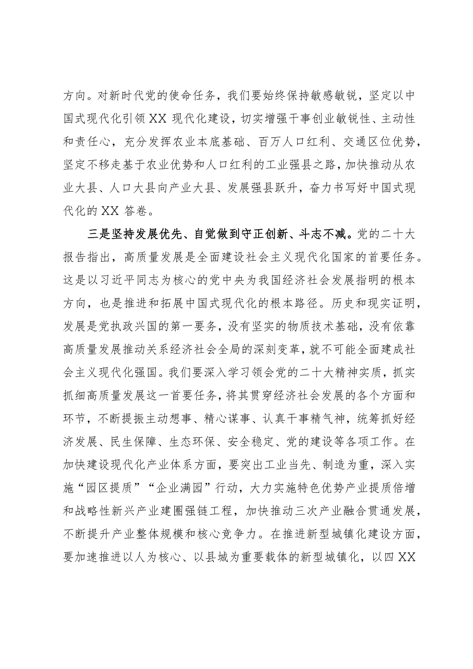 县委书记学习党的二十大精神研讨发言：大力弘扬“新、快、实、真、严”作风.docx_第3页