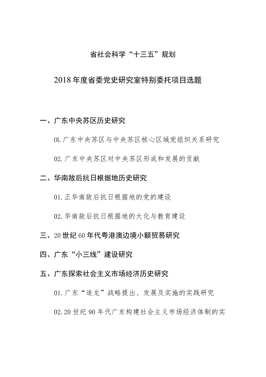 省社会科学“十三五”规划2018年度省委党史研究室特别委托项目选题.docx_第1页